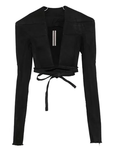 Rick Owens Tie-fastening Jacket In Black