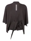 Rick Owens Tie-front Cape Top In Brown