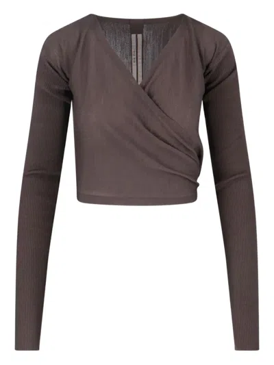 RICK OWENS TIE-FRONT RIBBED CARDIGAN