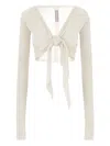 Rick Owens Tie-front Ribbed Cardigan In Neutral
