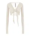 Rick Owens Tie-front Ribbed Cardigan In White