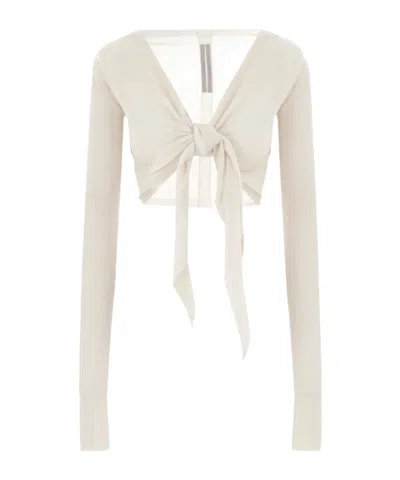 RICK OWENS TIE-FRONT RIBBED CARDIGAN