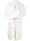 Rick Owens Tie-front Short-sleeved Dress In White