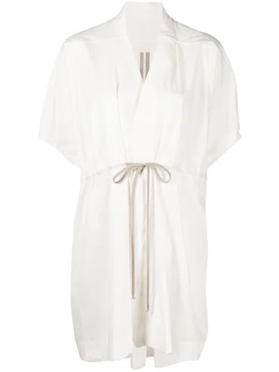 Rick Owens Tie-front Short-sleeved Dress In White