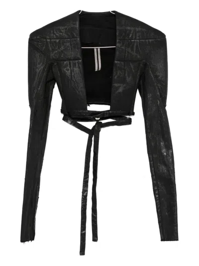 Rick Owens Tie-waist Jacket In Black