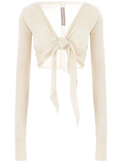 Rick Owens Tied Cardigan In Neutrals