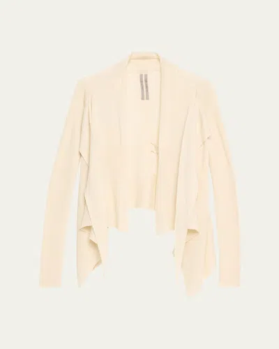 Rick Owens Tied Short Wrap Wool Cardigan Sweater In Dinge