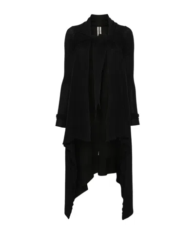 Rick Owens Tied Wrap Long Coat In Black