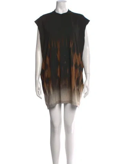 Pre-owned Rick Owens Tie-dye Print Mini Dress In Black