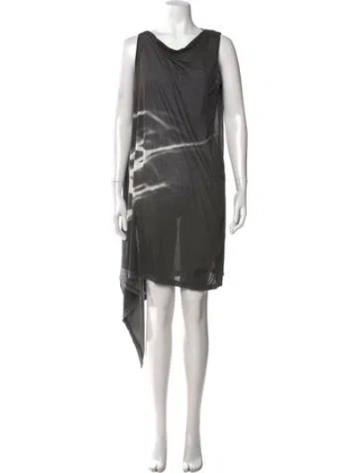 Pre-owned Rick Owens Tie-dye Print Mini Dress In Gray