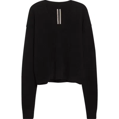 Rick Owens Tommy Alpaca & Wool Blend V-neck Sweater In Black