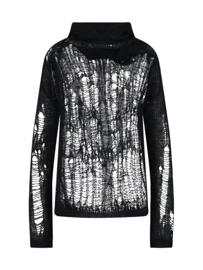 RICK OWENS TOMMY HIGH NECK SWEATER - BLACK