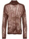Rick Owens Tommy Lupetto Open-knit Jumper In Brown