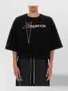 Rick Owens Champion Tommy Oversized Logo-embroidered Cotton-jersey T-shirt In Black
