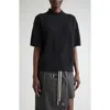 Rick Owens Tommy Short Sleeve Alpaca & Wool Blend Mock Neck Sweater In Black