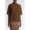 Rick Owens Tommy Short Sleeve Alpaca & Wool Blend Mock Neck Sweater In Brown
