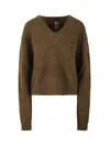 Rick Owens Tommy V-neck Jumper In Brown