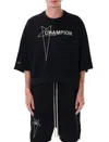 Rick Owens Champion Tommy Oversized Logo-embroidered Cotton-jersey T-shirt