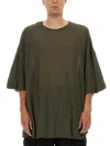 Rick Owens Tommy Oversized Sheer Round Neck T-shirt In Green