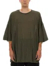 Rick Owens Tommy Oversized Sheer Round Neck T-shirt In Green