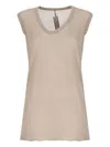 Rick Owens Cotton V Neck Longline Sheer Top In Neutrals