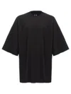 Rick Owens Crewneck Oversized T-shirt Raw-edge Hems In Black