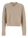 Rick Owens V-neck Long-sleeved Sweater In Neutral
