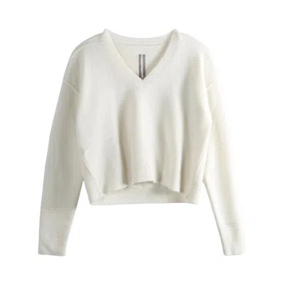 Pre-owned Rick Owens Tommy V Neck Sweater 'butter' | Cream | Women's Size S In White