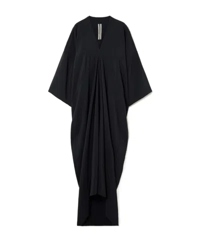 Rick Owens Tommykite Asymmetric Draped Crepe Gown In Black