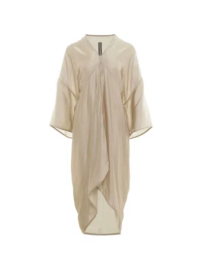 Rick Owens Tommykite Draped V-neck Dress In Gold