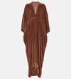Rick Owens Tommykite Draped Velvet Gown In Brown