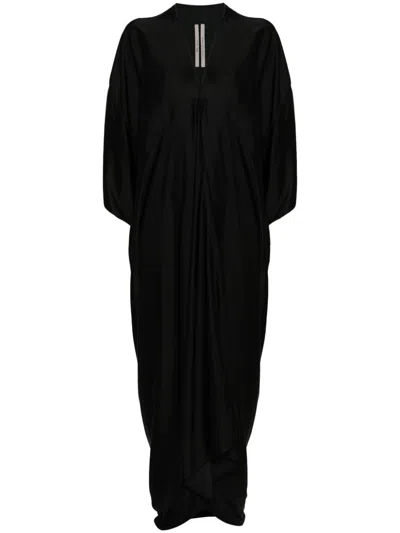 Rick Owens Black Porterville Wrap Maxi Dress In 09 Black