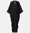 Rick Owens Draped-sleeve V-neck Caftan Gown In Black