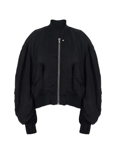 Rick Owens Tonal Ribbed Knit Zip-front Jacket With Flap Pockets In Transparent
