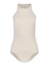 Rick Owens Ribbed Tank Top With Olympic Neckline In White