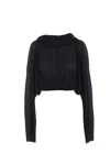 Rick Owens Black Hollywood Cropped Hooded Tunic Top