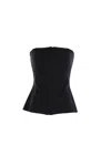Rick Owens Strapless Black Top With Fitted Bodice And Flared Hem In Black