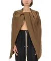 Rick Owens Draped Lightweight Long Hooded Top In Brown