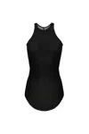 Rick Owens Black Ribbed Tank Top With Curved Hem In Viscose And Silk Blend Woman In Black