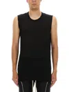 Rick Owens Round Neck Sleeveless Top In Light Fabric In Black