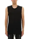 Rick Owens Round Neck Sleeveless Top In Light Fabric In Black