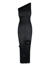 Rick Owens One Shoulder Sheer Midi Dress In Black