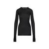 Rick Owens Ribbed Long-sleeve Top With Signature Back Stitching In Black