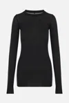 Rick Owens Ribbed Long-sleeve Top With Signature Back Stitching In Black