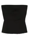 Rick Owens Strapless Black Top With Fitted Bodice And Flared Hem In Black