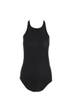 Rick Owens Black Ribbed Tank Top With Curved Hem In Viscose And Silk Blend Woman In Black