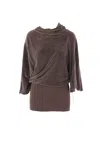 Rick Owens Draped Cowl-neck Top In Brown