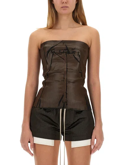 Rick Owens Brown Bustier Denim Camisole