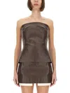Rick Owens Brown Hollywood Bustier Denim Top In Brown