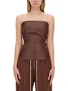 Rick Owens Brown Porterville Bustier Denim Camisole In Brown